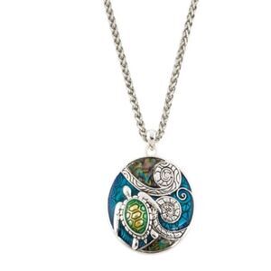 NWT Scroll and Vine Abalone Turtle 18" Necklace